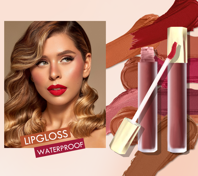 Hydratačn&iacute; nelepiv&yacute; měkk&yacute; sametově matn&yacute; Voděodoln&yacute; lesk na rty s vysok&yacute;m pigmentem