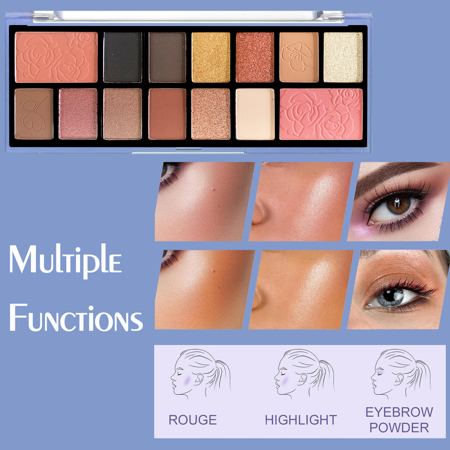 TINTS FEAST Palette di ombretti da 10 colori Glitter con finitura opaca luccicante