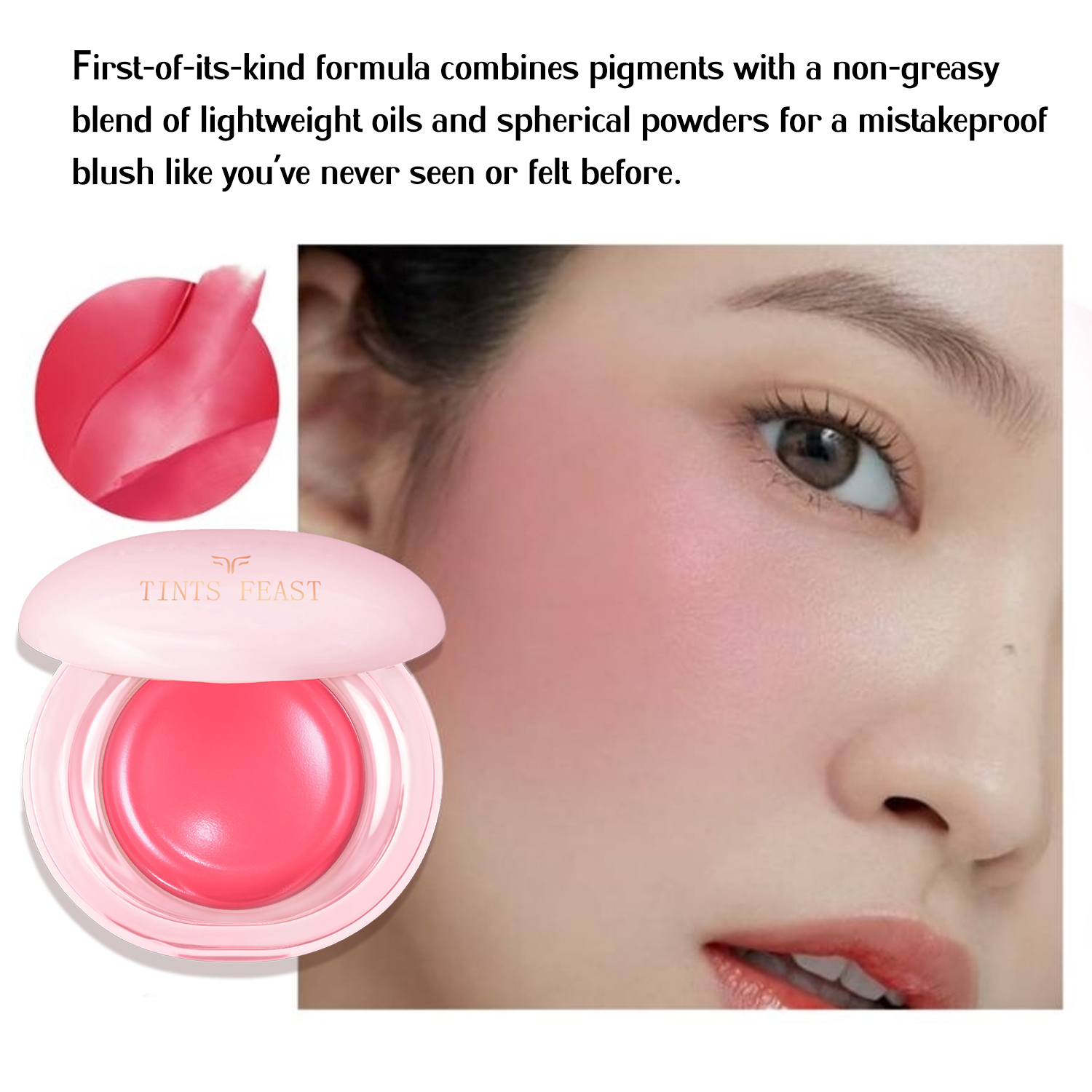 Rubor de maquillaje de bolsillo vegano Rubor en crema con alto contenido de pigmentos